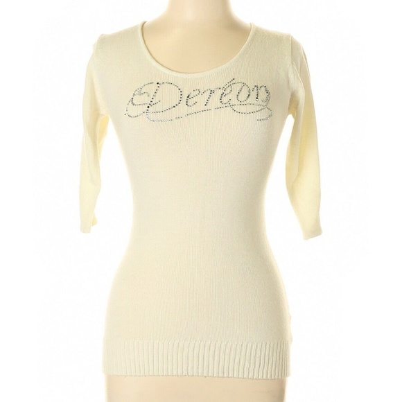 NEW  Dereon Y2K  Rhinestone logo sweater 3/4 sleeve  PLUS SIZE 1X 14 16 - Picture 3 of 17